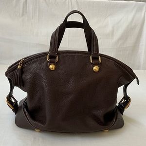 DOLCE & GABBANA Leather Weekender Duffle Satchel Brown